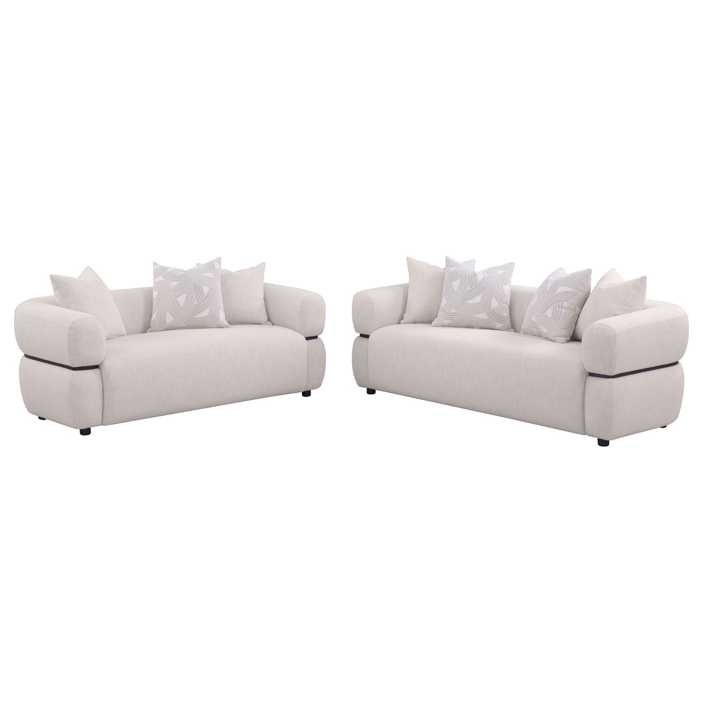 Jeanette 2-piece Fabric Upholstered Round Arm Sofa Set Beige