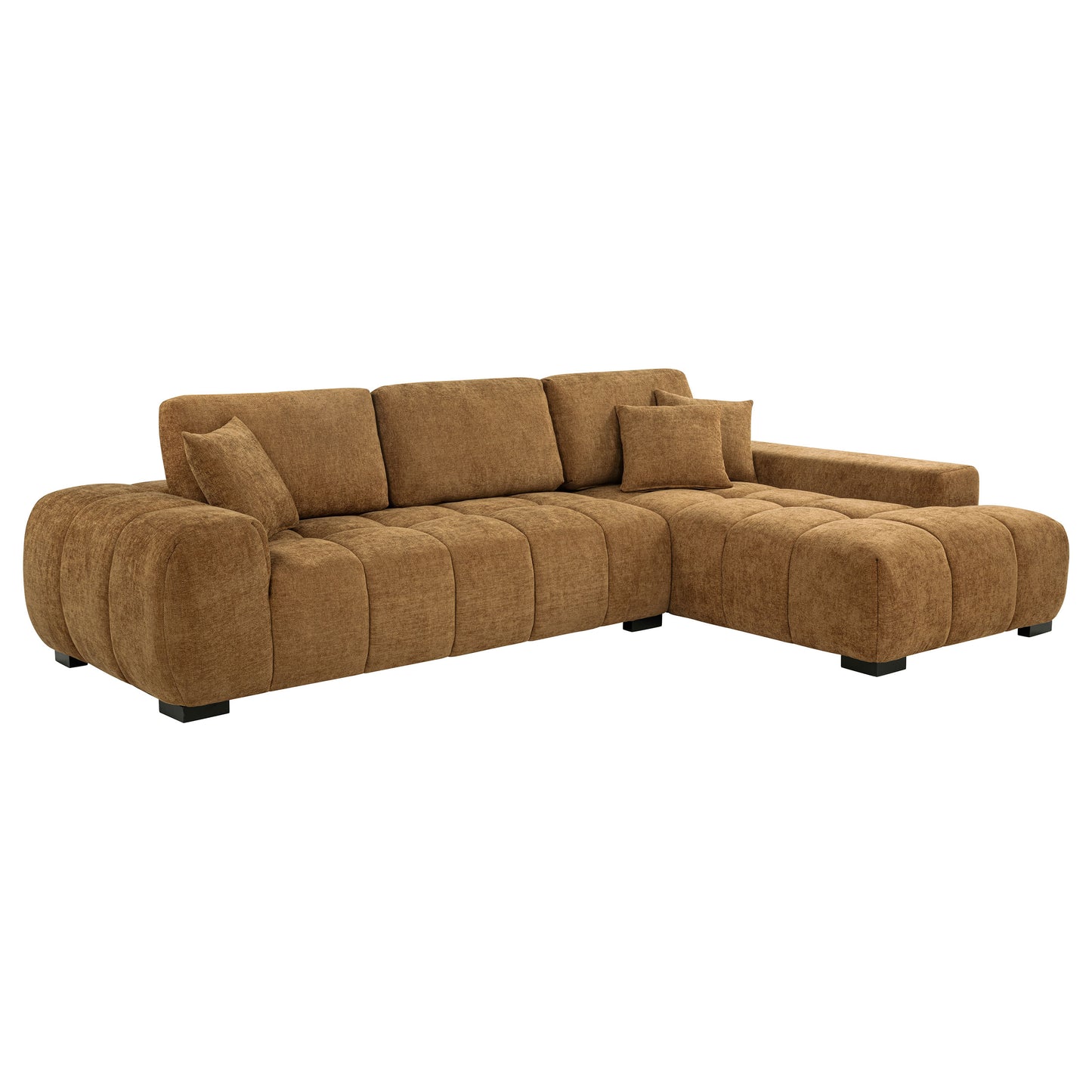 Helenia Upholstered Sectional Chaise Sofa Amber