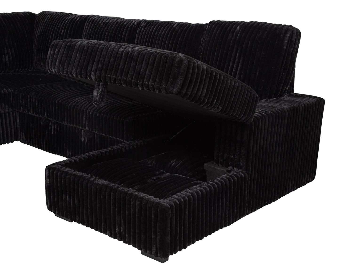 Devonshire Sleeper Sectional Sofa Storage Chaise Black