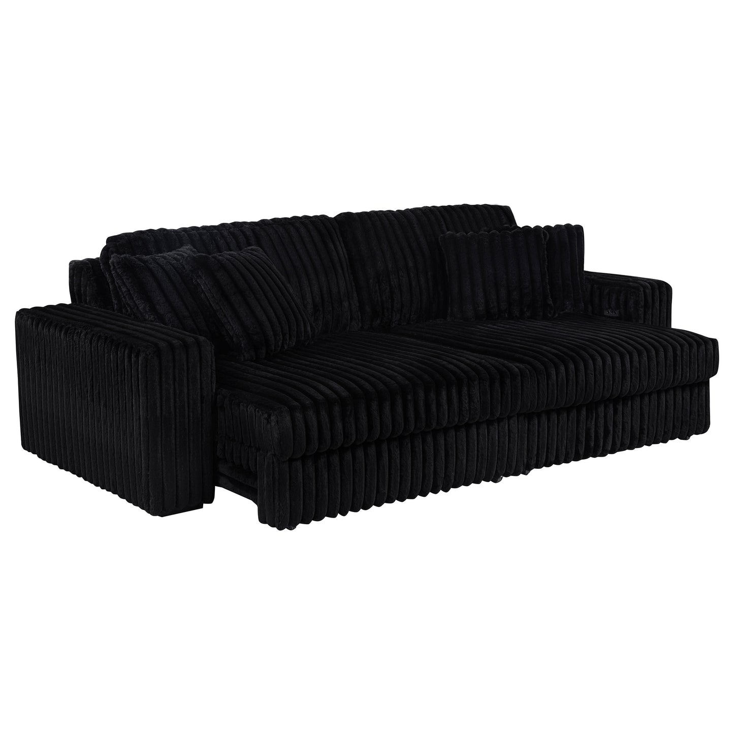 Jacana Corduroy Upholstered Dual Power Chaise Sofa Black