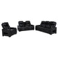 Zuma 3-piece Faux Leather Dual Power LED Sofa Set Black