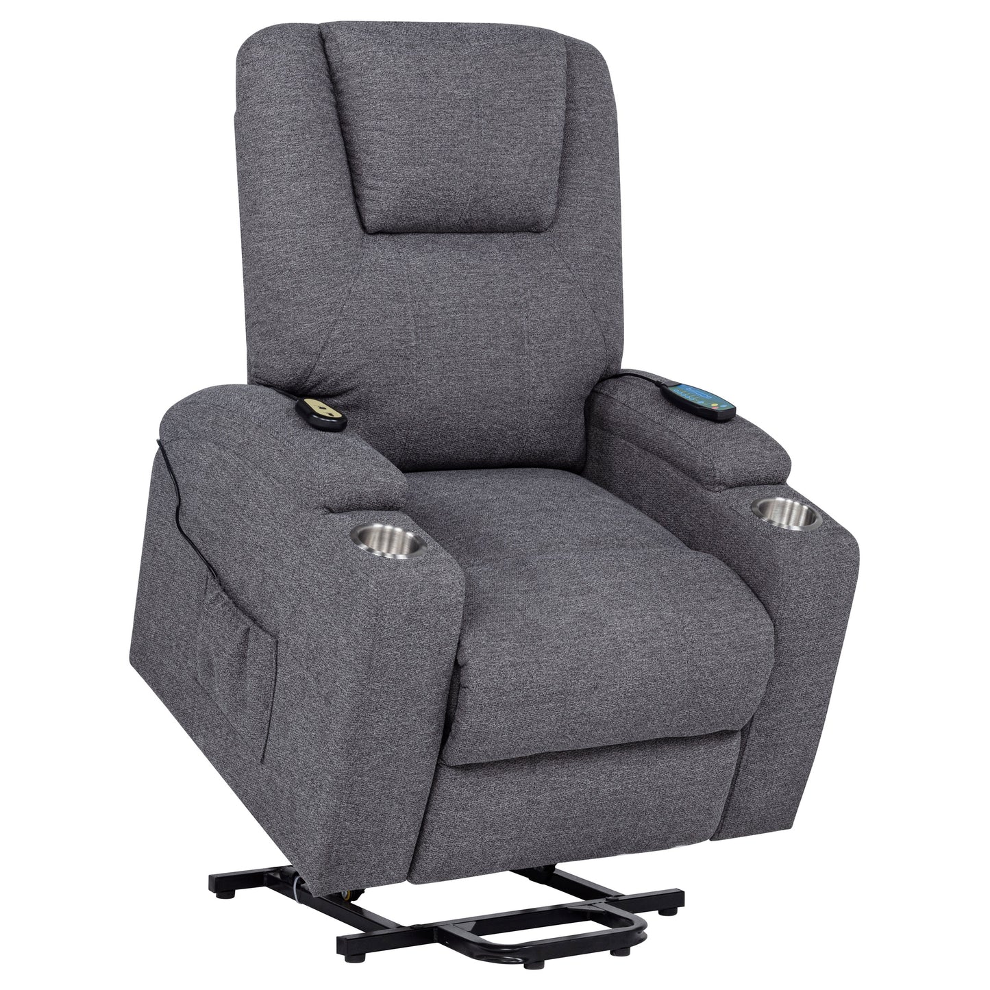 Louie Chenille Upholstered Power Lift Massage Chair Grey