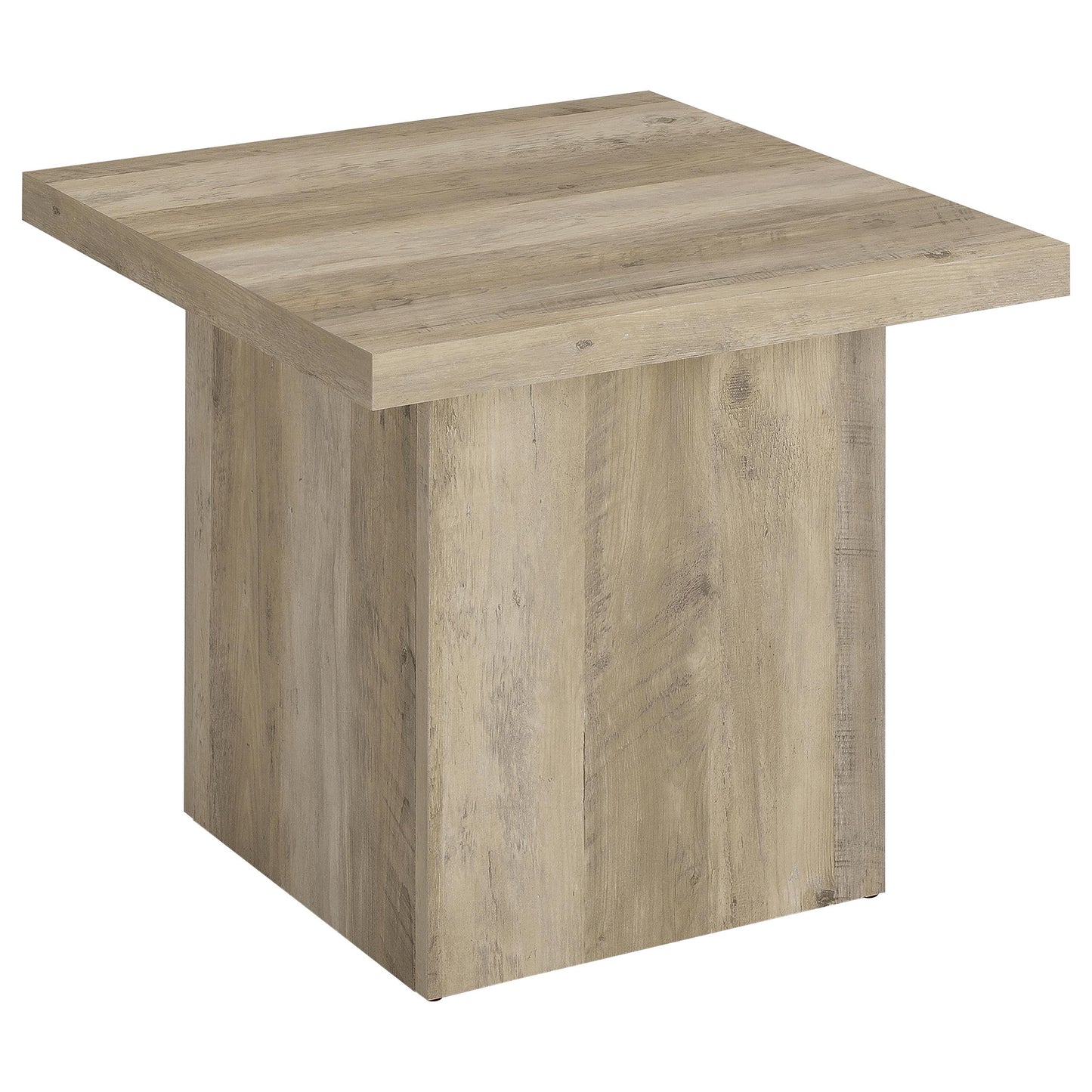 Devar Square Engineered Wood End Table Distressed Pine