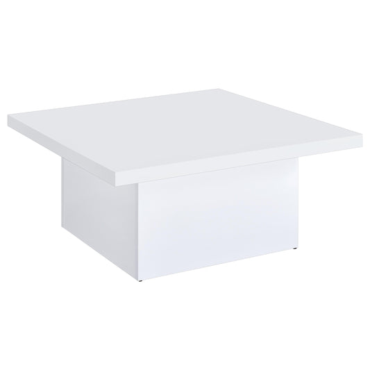 Devar Square Engineered Wood Coffee Table White High Gloss