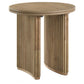 Adina Round Wood Side End Table Distressed Light Brown