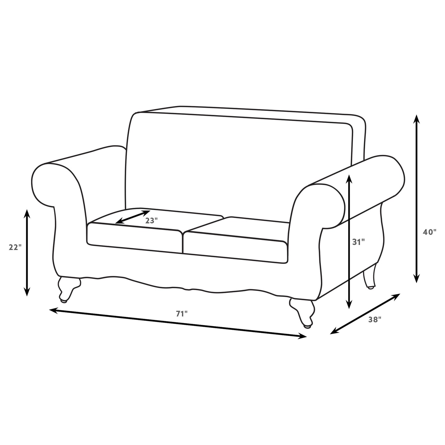 Conjunto de sofá Elmbrook de 3 piezas tapizado con brazos enrollados, color marrón