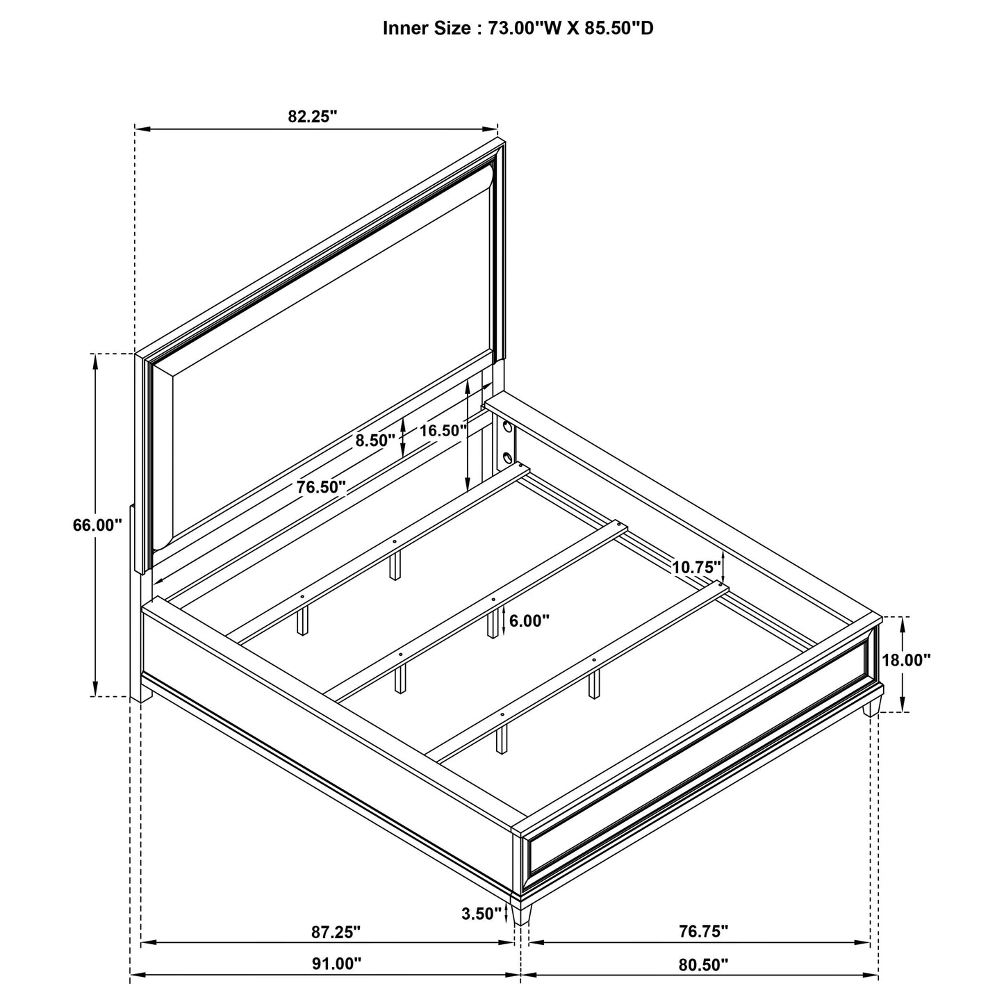 Pembroke 66-inch California King Panel Bed Washed Oak