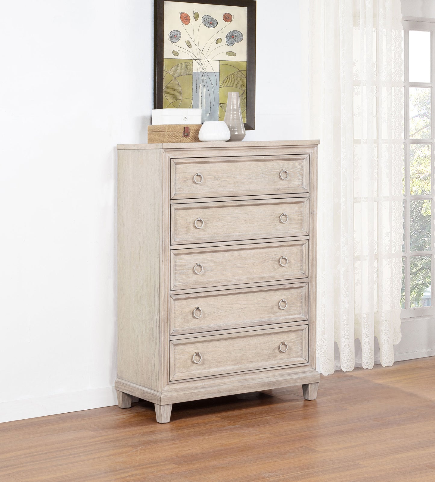 Pembroke 5-drawer Chest of Drawers Washed Oak