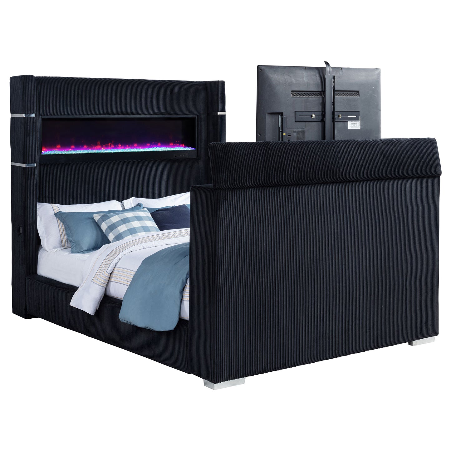 Tisdall California King Flame Visualizer TV Bed Black
