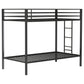 Alevera Metal Twin Over Twin Bunk Bed with Ladder Black