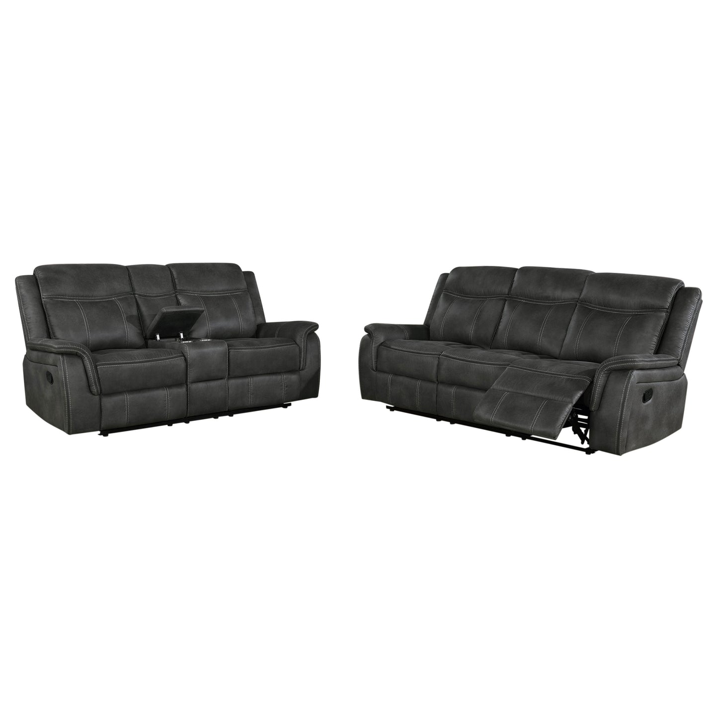 Conjunto de sofá reclinable tapizado de 2 piezas Lawrence en color carbón