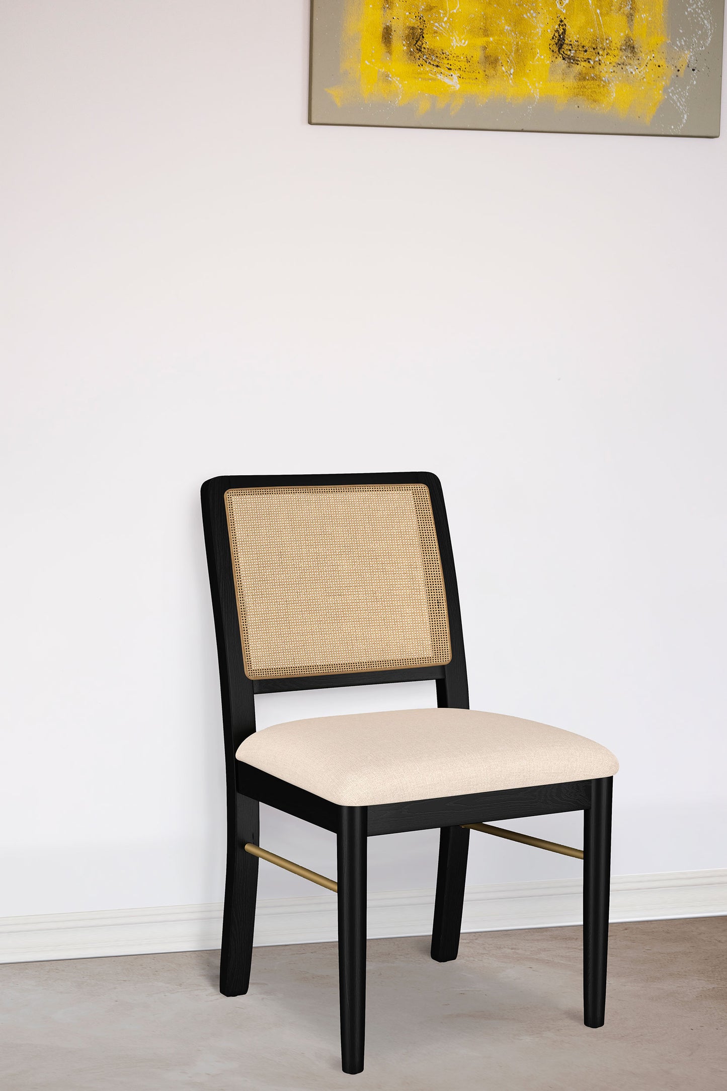 Silla de comedor Arini de ratán negro (juego de 2)
