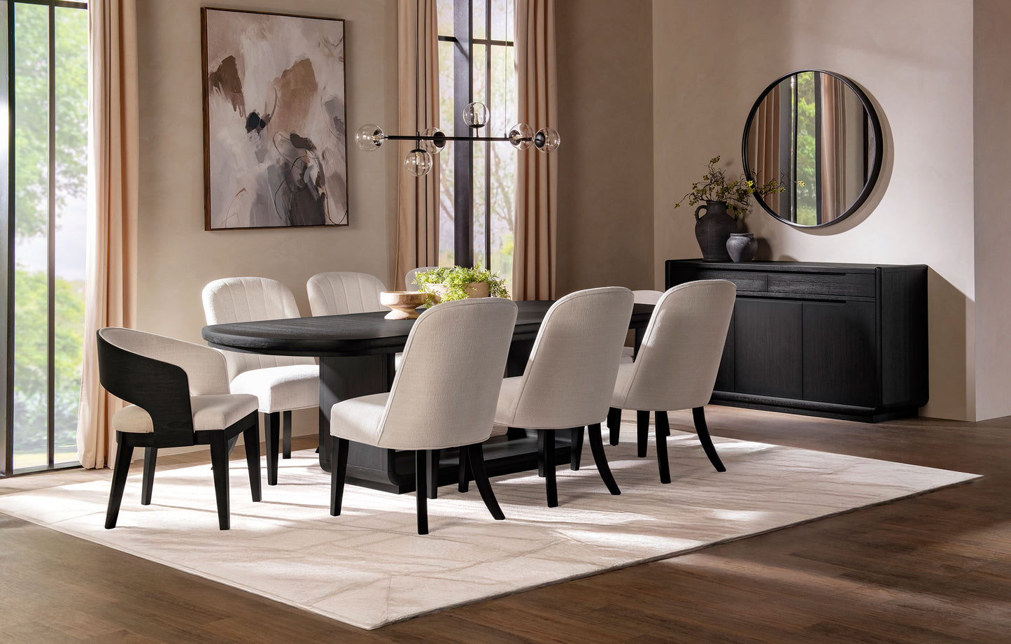 Leandro 9-piece Rectangular Dining Table Set Burnished Black