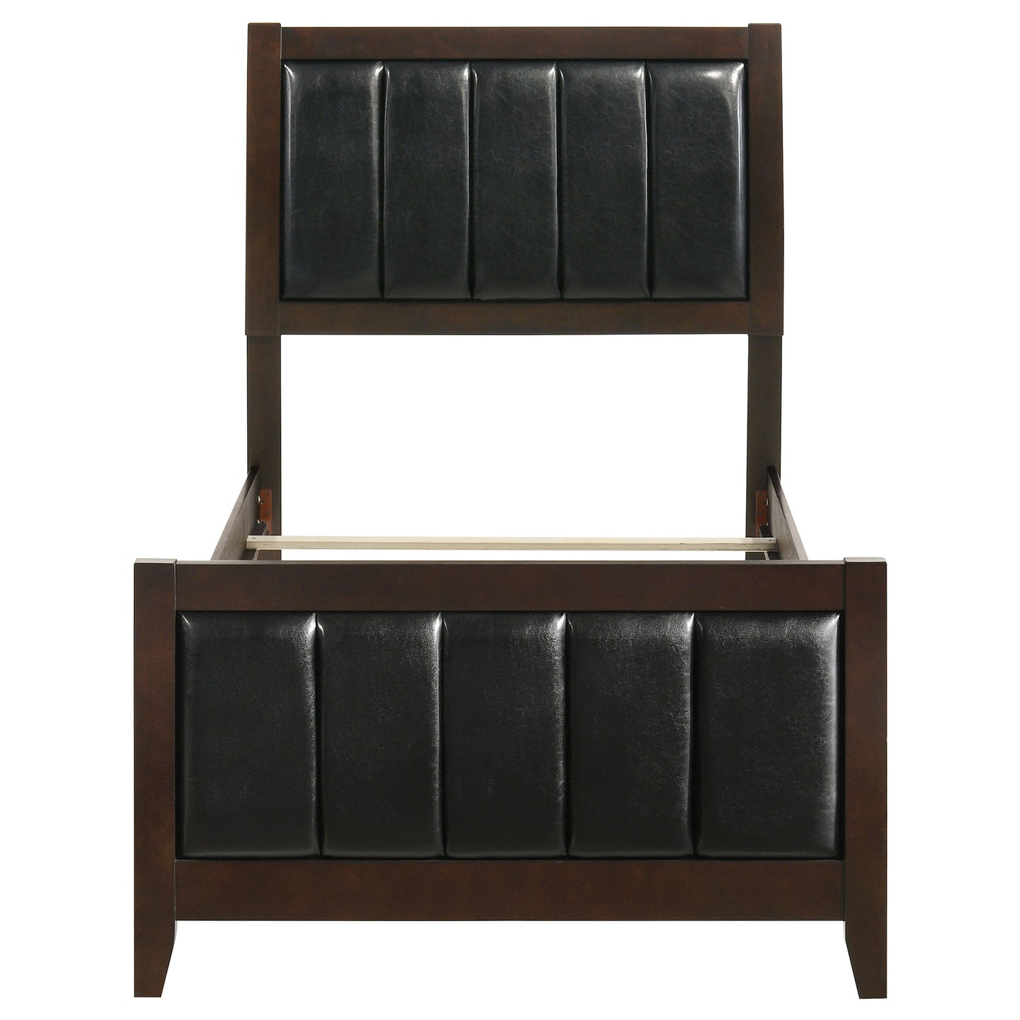 Cama individual con paneles de madera Carlton color capuchino
