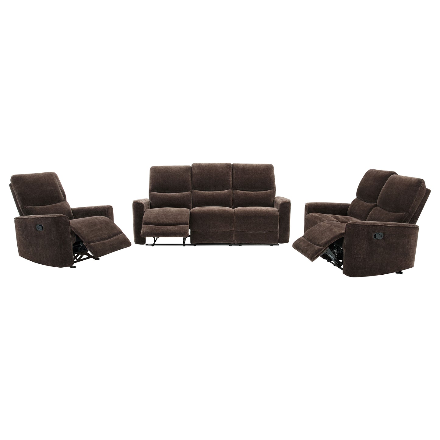 Navarro 3-piece Upholstered Reclining Sofa Set Dark Brown