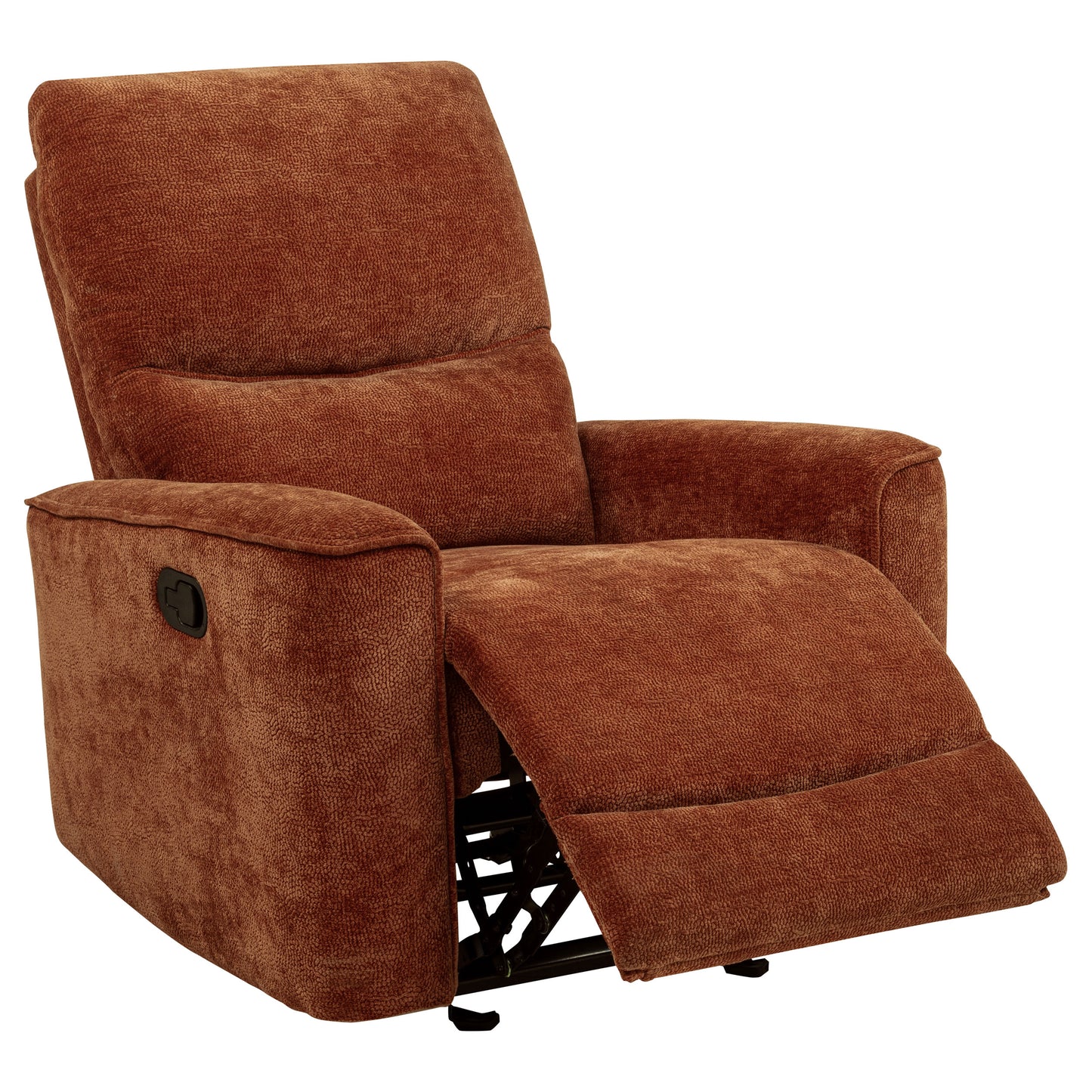 Navarro Chenille Upholstered Glider Recliner Burnt Orange