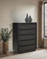 Leandro 5-drawer Bedroom Chest of Drawers Burnished Black
