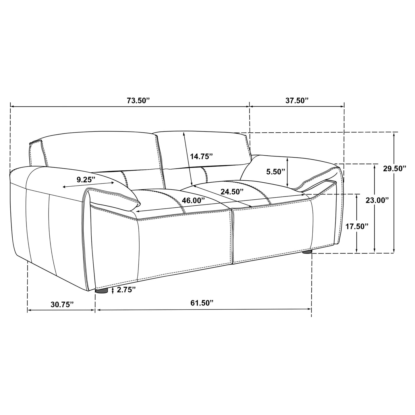 Buxton Top Grain Leather Upholstered Loveseat Graphite
