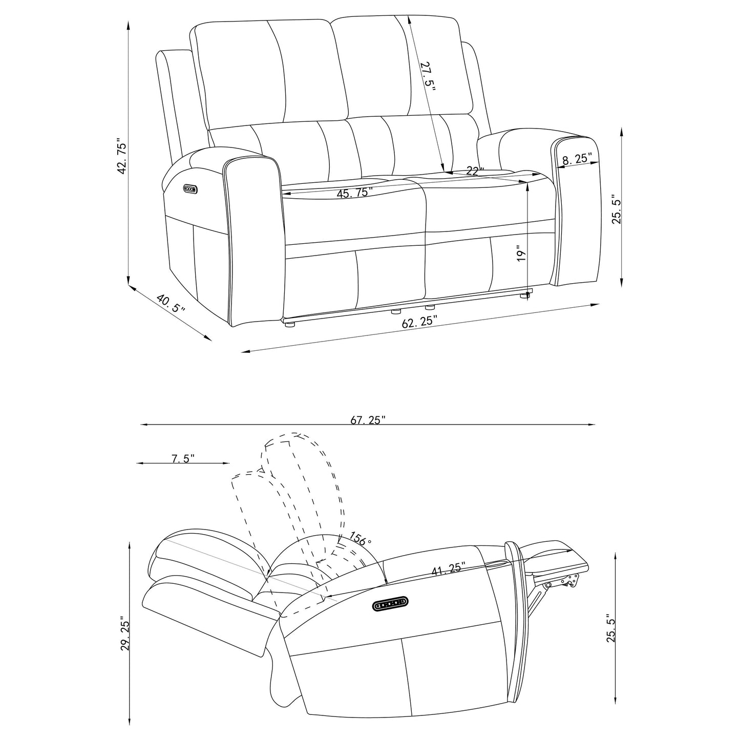 Brickston Triple Power Reclining Loveseat Charcoal