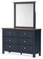 Landocken Full Panel Headboard with Mirrored Dresser, Chest and Nightstand