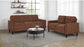 Bowen II 2-piece Fabric Upholstered Track Arm Sofa Set Rust