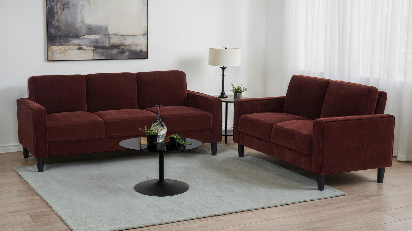 Ruth 77-inch Fabric Upholstered Track Arm Sofa Rust Red