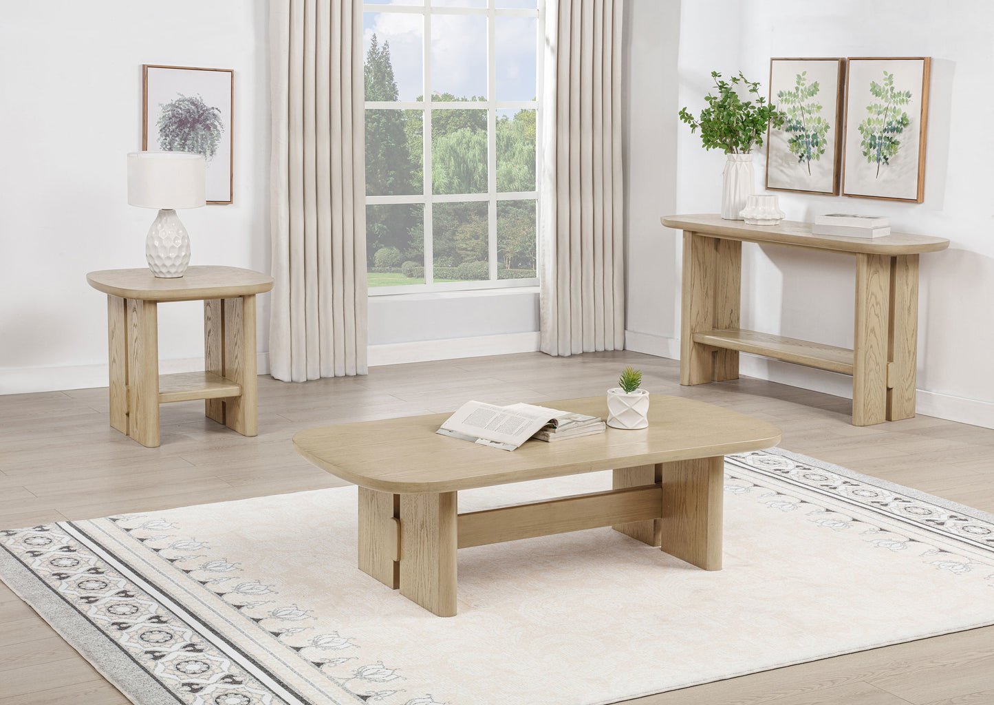 Kailani Coastal Rectangular Cocktail Coffee Table Beige Oak