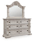 Bruchandi California King Upholstered Panel Bed with Mirrored Dresser and Nightstand