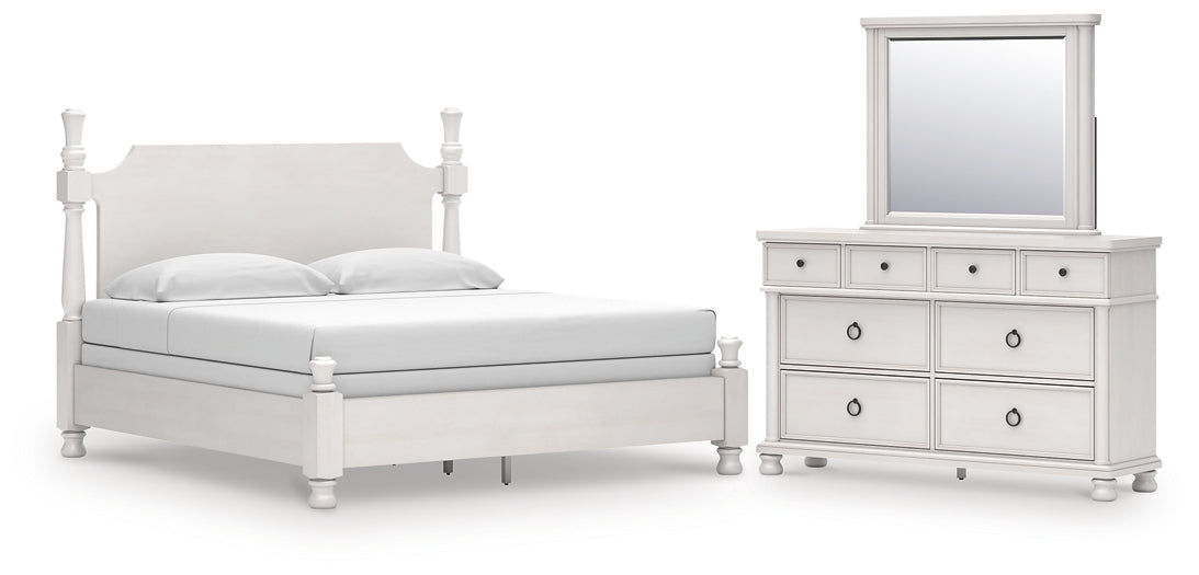Rowlenstown King Poster Bed, Dresser and Mirror