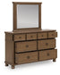 Rowlenstown Queen Poster Bed with Mirrored Dresser