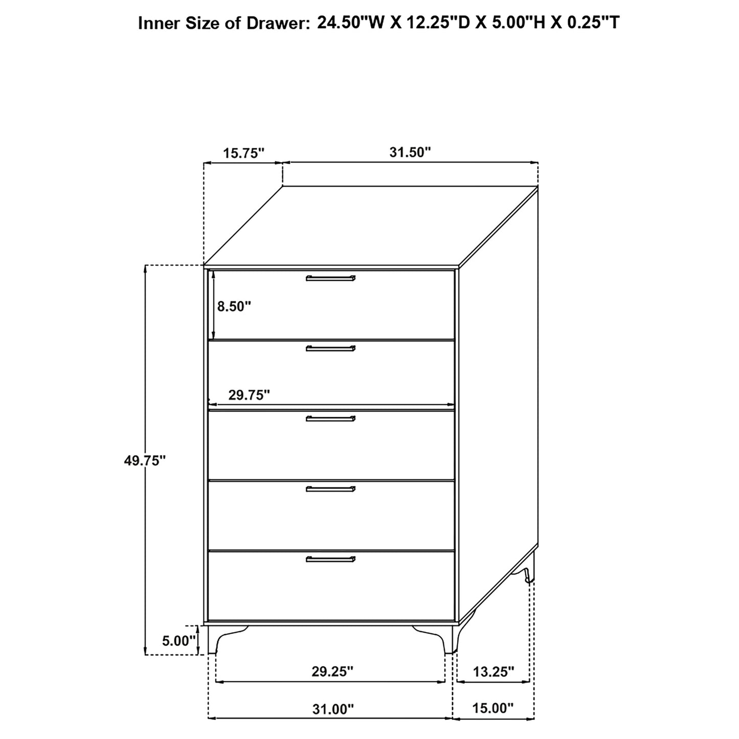 Juego de dormitorio Kendall Eastern King de 5 piezas en blanco