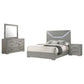 Juego de dormitorio Ives Eastern King de 4 piezas, gris, alto brillo