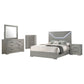 Juego de dormitorio Ives de 5 piezas, tamaño queen, gris, alto brillo