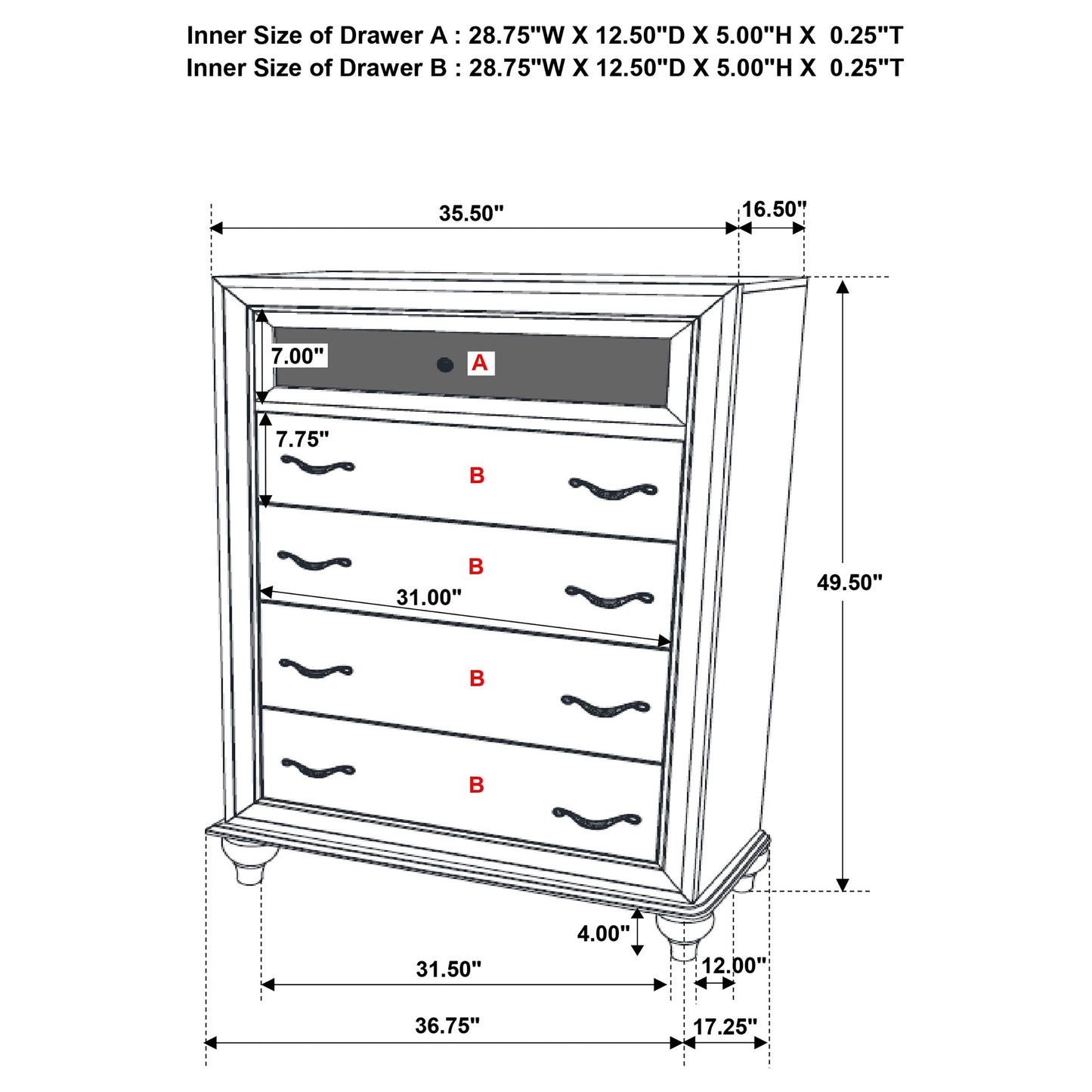 Juego de dormitorio California King de 5 piezas Barzini blanco