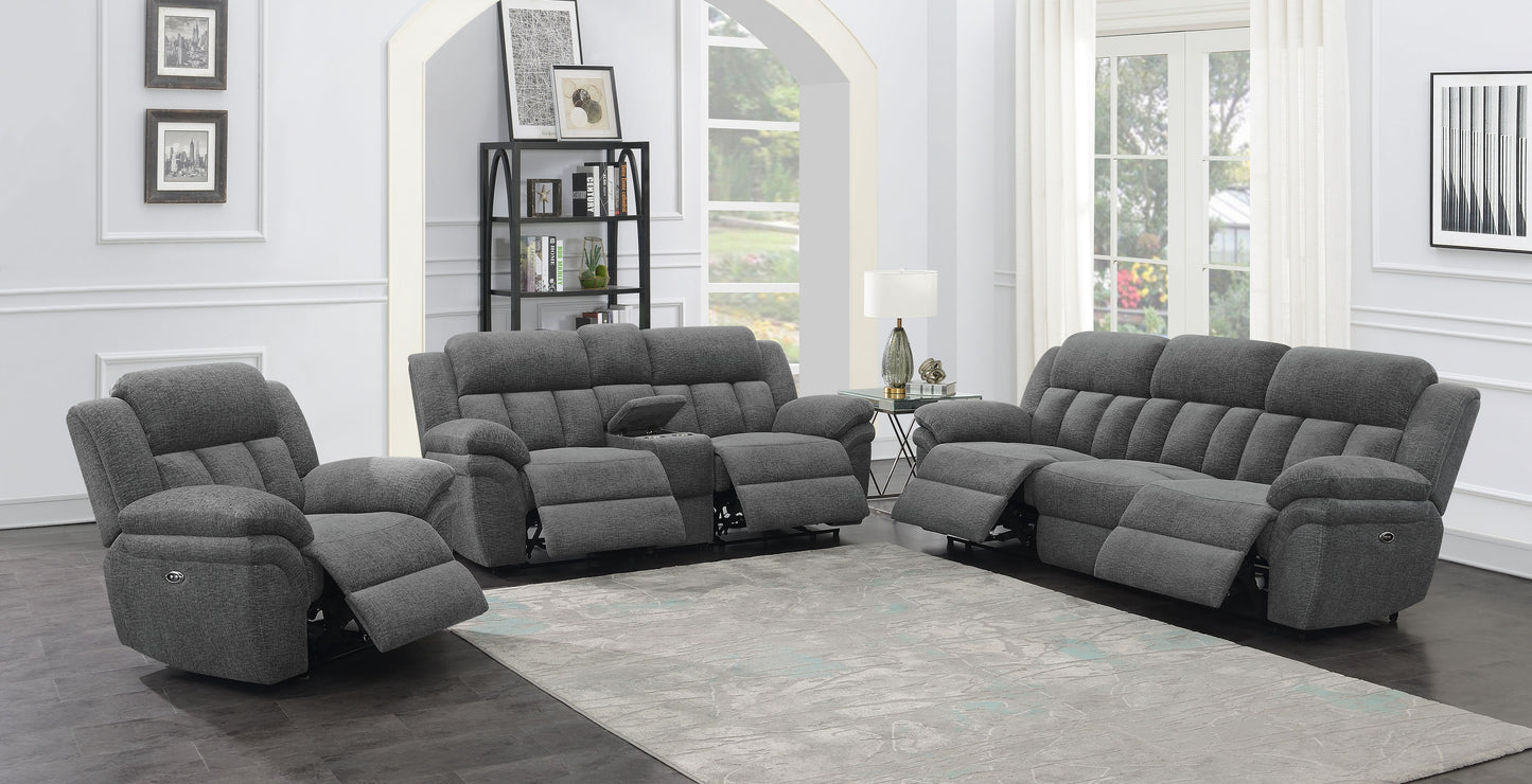 Loveseat eléctrico tapizado Bahrain en color carbón