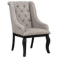 Phelps Upholstered Dining Arm Chair Tan Distressed Noir (Set of 2)