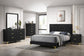Cama tapizada Kendall California King con paneles en color negro