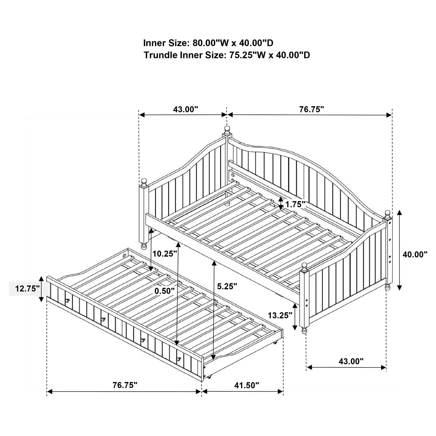 Cama nido individual Julie Ann Wood en color blanco