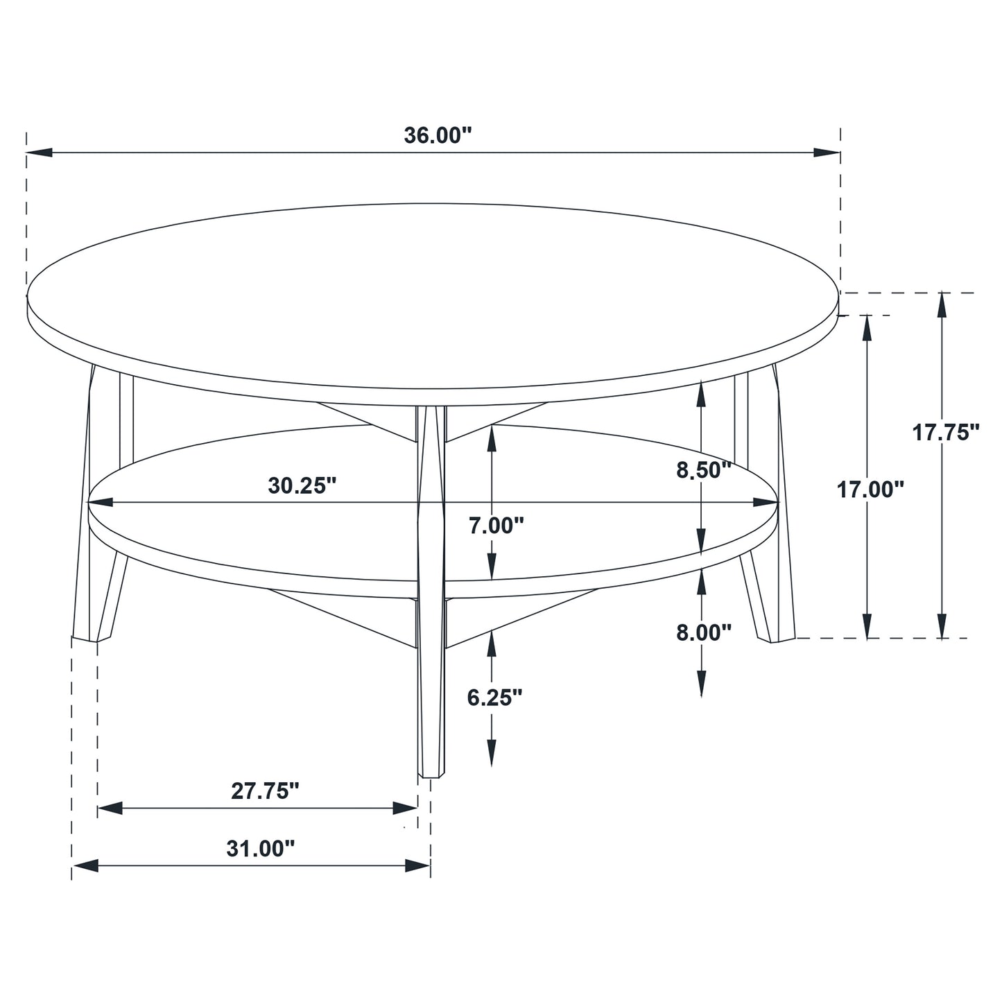Bradley 2-Piece Round SmartTop Coffee Table Set Smokey Grey and Brown
