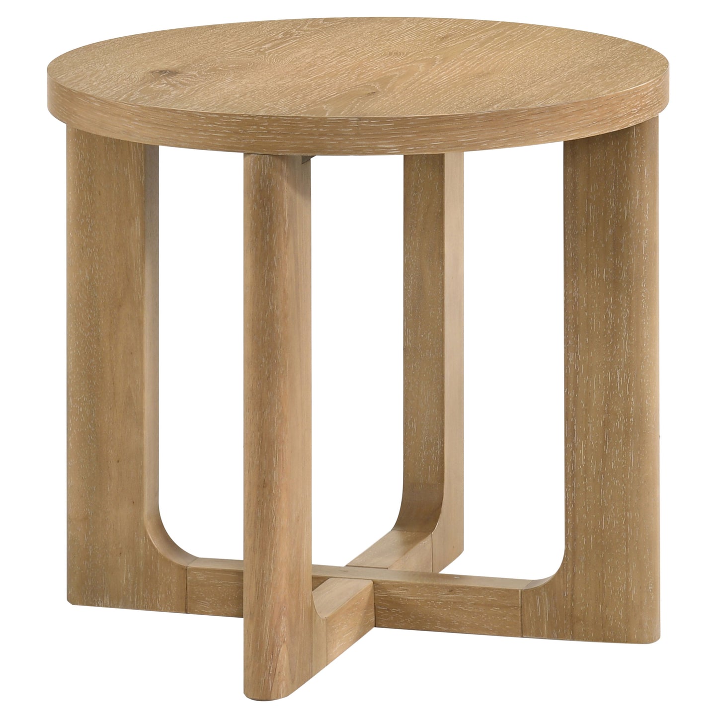 Kessler 3-piece Round Sculptural Wood Coffee Table Set Light Oak