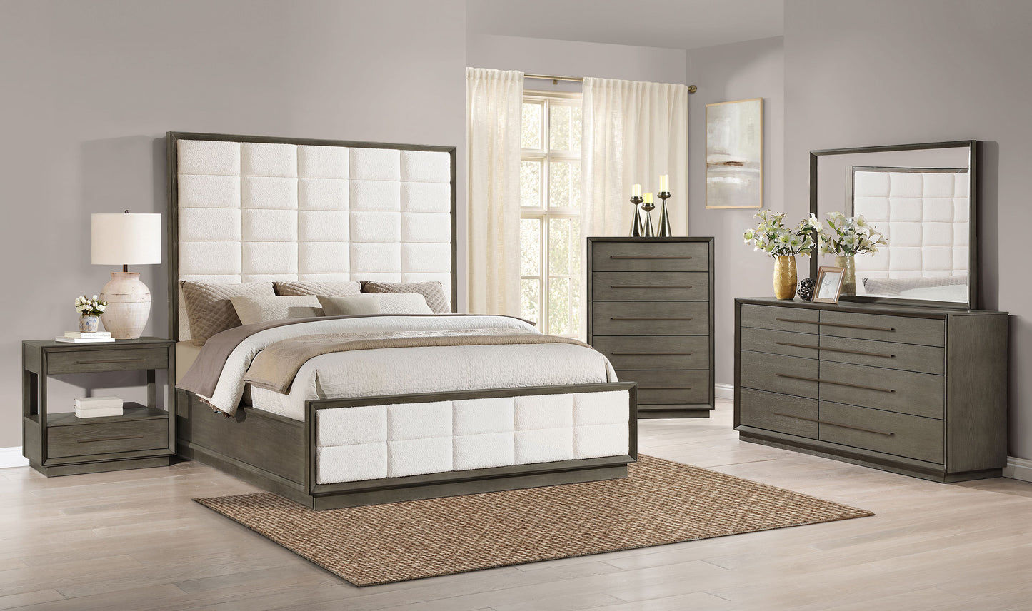 Cama Durango de 80 pulgadas con paneles en color roble topo