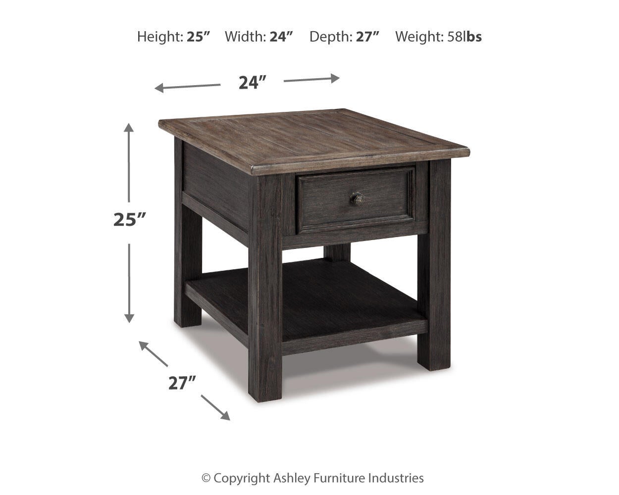 Mesa auxiliar rectangular Tyler Creek