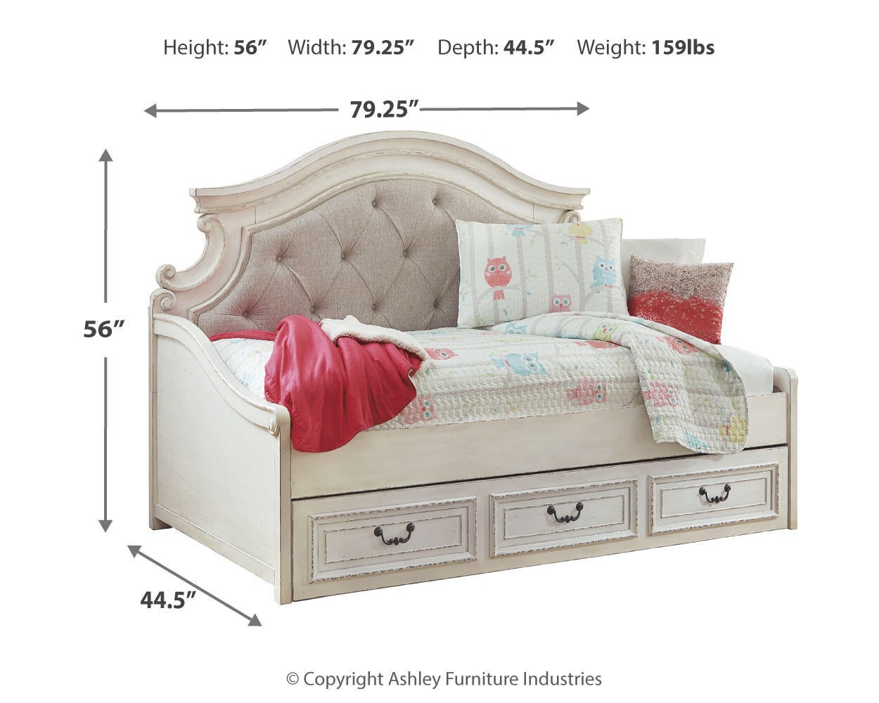 Cama de día doble Realyn con 1 cajón de almacenamiento grande