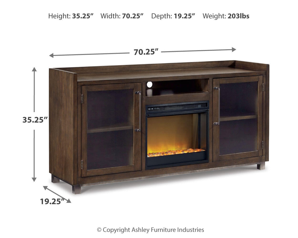 Mueble para TV Starmore de 70" con chimenea eléctrica