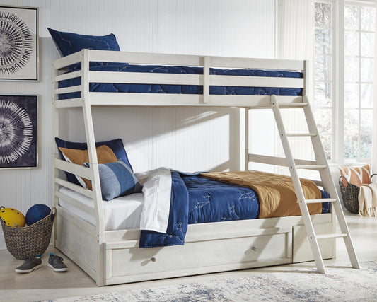 Litera Robbinsdale con espacio de almacenamiento, dos camas individuales sobre una cama matrimonial