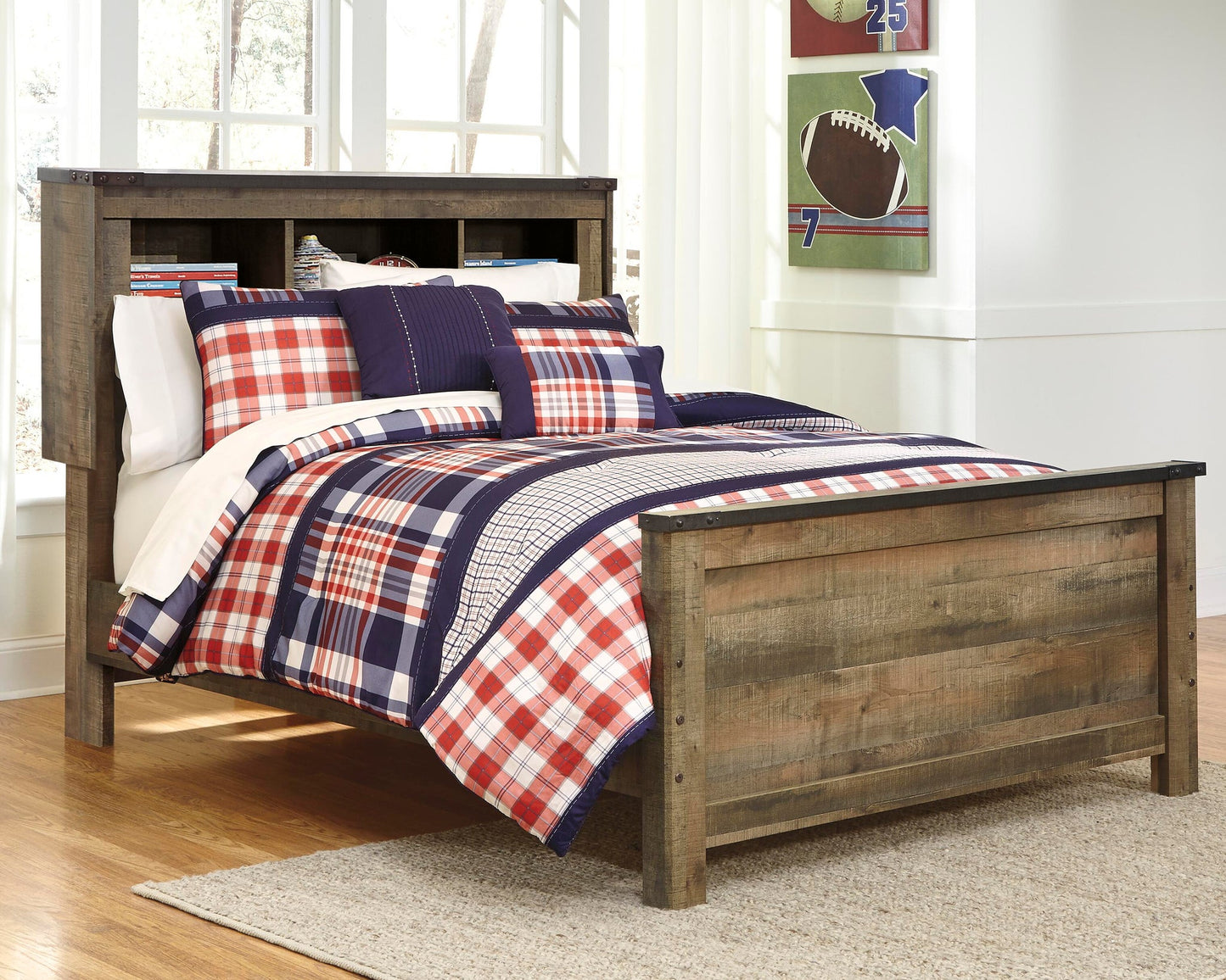 Cama con paneles y librería completa Trinell