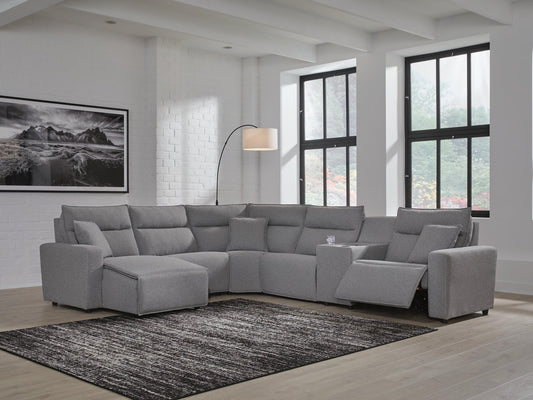 Seccional reclinable eléctrico ModMax II de 6 piezas con chaise longue