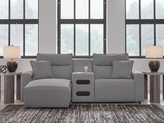 Seccional reclinable eléctrico de 3 piezas ModMax II con chaise longue