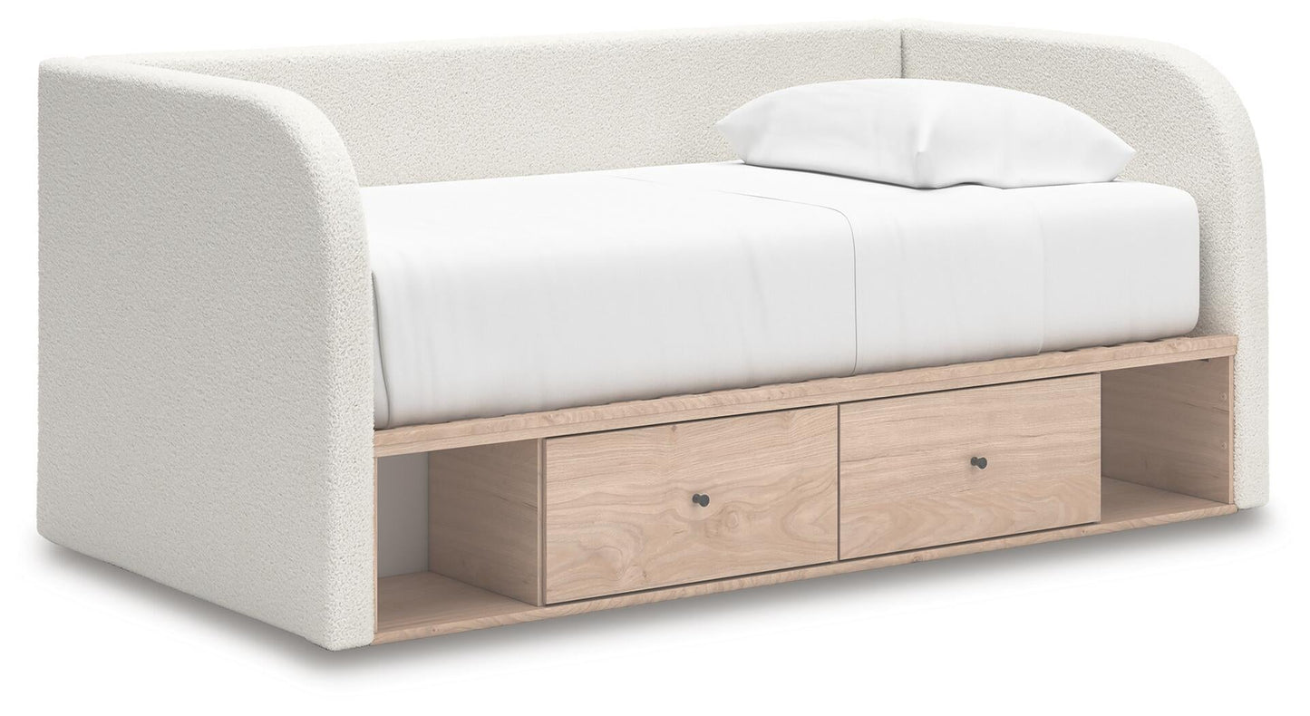 Cama de día tapizada individual Arloster con almacenamiento