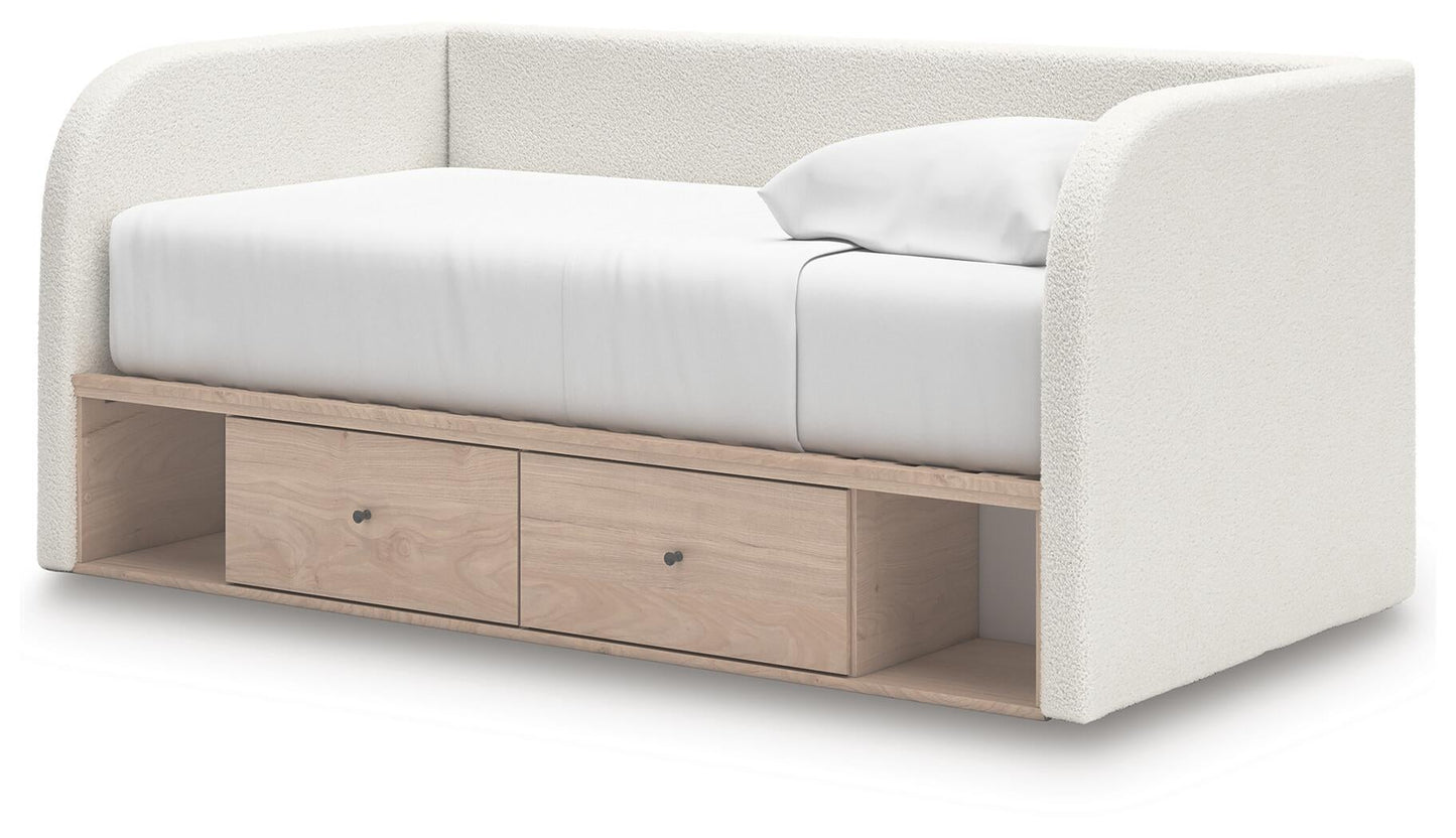 Cama de día tapizada individual Arloster con almacenamiento